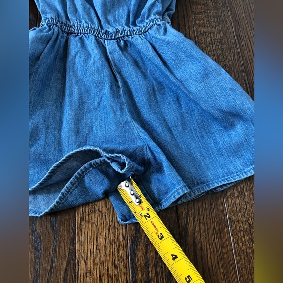 abercrombie kids Girls 5-6Y Denim One Shouldered Romper w/Pockets & Embroidery - Picture 9 of 11